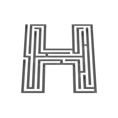 3d render maze alphabet letter