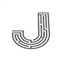 3d render maze alphabet letter