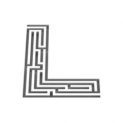 3d render maze alphabet letter