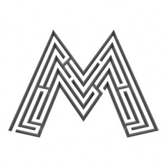 3d render maze alphabet letter