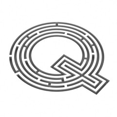 3d render maze alphabet letter