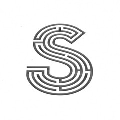 3d render maze alphabet letter