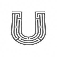 3d render maze alphabet letter