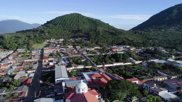 Drone flight over Apaneca Town revealing it church