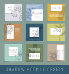 Nine paper white blank with shadow for your design. Banner templates, vector illustration