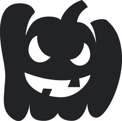 Vector logo pumpkin monster (jack o'lantern) in Halloween on the White Blackground
