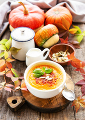 Bowl of pumpkin soup