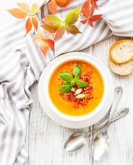 Bowl of pumpkin soup
