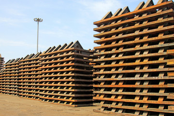 Piles of steel components