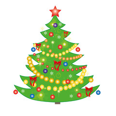 Vector illustration of a Christmas tree on a white background