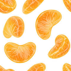 Seamless pattern from realistic mandarin or tangerine slices