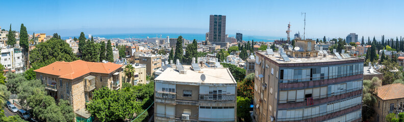 Panoramic view of the downtown, the port from Hadar HaCarmel
