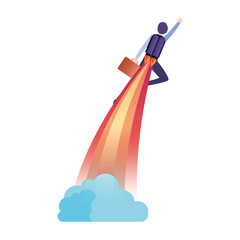 businessman with rocket avatar character