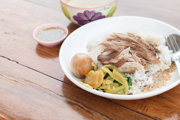 Stewed pork leg topped on rice  (Kao Ka Moo)