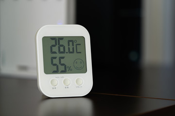 Indoor thermometer with humidity monitor - obrazy, fototapety, plakaty