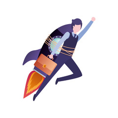 businessman with rocket avatar character