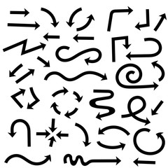 Set of black curled up arrows