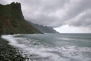 Fototapeta na wymiar Rocks on coast of Benijo beach (Playa de Benijo), Tenerife island.