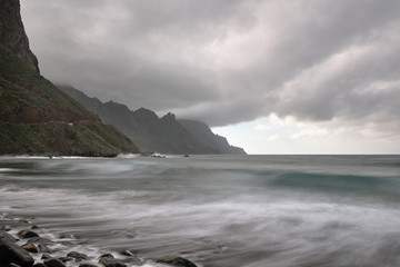 Rocks on coast of Benijo beach (Playa de Benijo), Tenerife island.