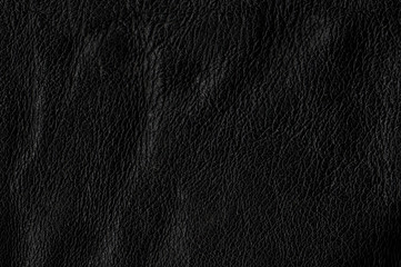 Deep dark black color luxury genuine cow leather texture background. Close up photography of sofa, chair, interior, auto seat cover