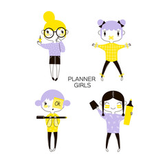 planner girls cartoon