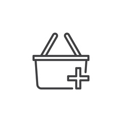 Add shopping basket outline icon. linear style sign for mobile concept and web design. add to basket simple line vector icon. Symbol, logo illustration. Pixel perfect vector graphics