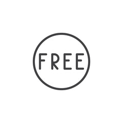 Free circle button outline icon. linear style sign for mobile concept and web design. price label simple line vector icon. Symbol, logo illustration. Pixel perfect vector graphics