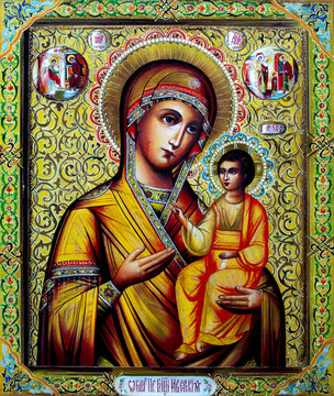 Orthodox Icon of the Virgin Mary with the Child Jesus. Canvas, oil.