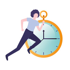 businessman with clock avatar character