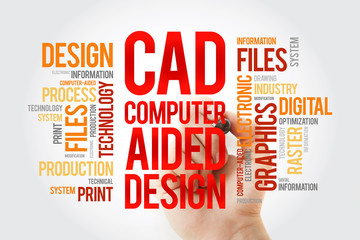 CAD - Computer Aided Design word cloud with marker, business concept background - obrazy, fototapety, plakaty