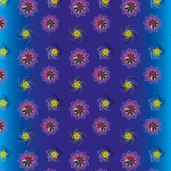 Festive seamless pattern of funny snowflakes and stars