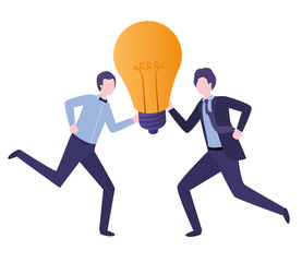 Businessmen with lightbulb avatar character