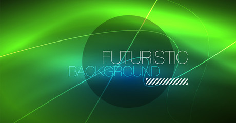 Neon glowing magic background, neon banner, night sky wallpaper. Magic light effect. Christmas abstract pattern.