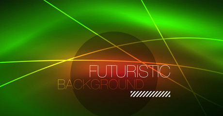 Digital technology abstract background - neon geometric design. Abstract glowing lines. Colorful techno background. Futuristic shape.