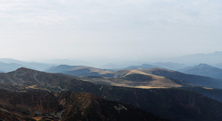 Scenic landscapes in a European country. Climbing the mountain top