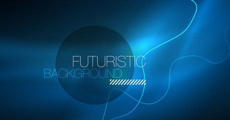 Glowing abstract wave on dark, shiny motion, Christmas and New Year magic space light. Techno abstract background
