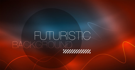 Neon lines wave background. Abstract composition