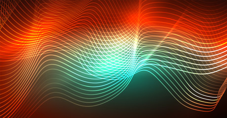 Neon lines wave background. Abstract composition
