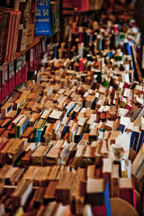 Obraz premium Old books in antique market in town italy