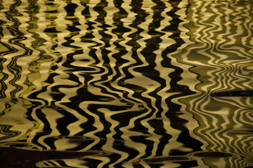 Waves on the water forming stripes similar to the texture of velvet, the alternation of gold and black stripes and waves.