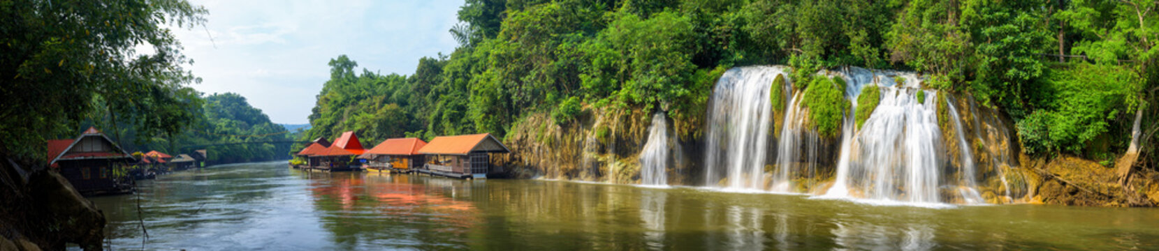 Fototapeta Panoramic beautiful waterfall in Thailand