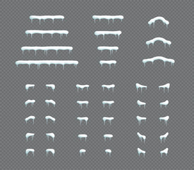 Snow Cap Icicle Winter 3d Illustration Vector Elements Set