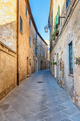 Fototapeta na wymiar Narrow street in small town Petroio in Tuscay. Italy