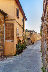 Fototapeta premium Narrow street in small town Petroio in Tuscay. Italy