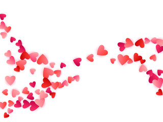 Red flying hearts bright love passion vector background.