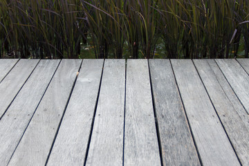 Wooden balcony and black rice plant
