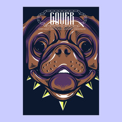 pug dog illustration with slogan - Vector 