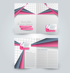 Fold brochure template. Flyer background design. Magazine cover, business report, advertisement pamphlet.  Pink and grey color.