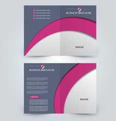 Fold brochure template. Flyer background design. Magazine cover, business report, advertisement pamphlet. Grey and pink color.