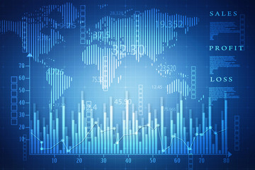 2d rendering Stock market online business concept. business Graph 